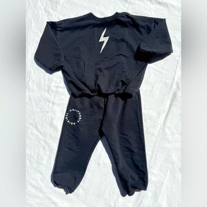 ⚡️Black French Terry Rylee + Cru relaxed lightning bolt outfit size 18-24m
